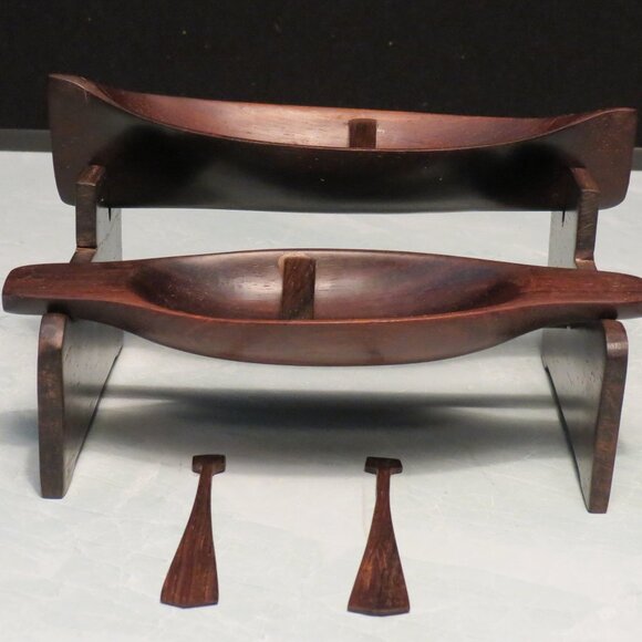 Set of 2 Miniature Canoes (approx 7.5") with Stand - Picture 1 of 8